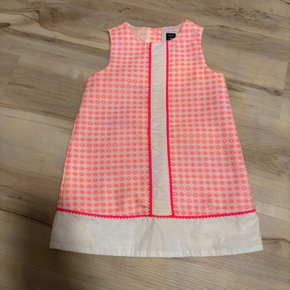 Janie & Jack Neon Pink Retro Daisy Flower Jacquard Mini Shift Dress 18-24 Months